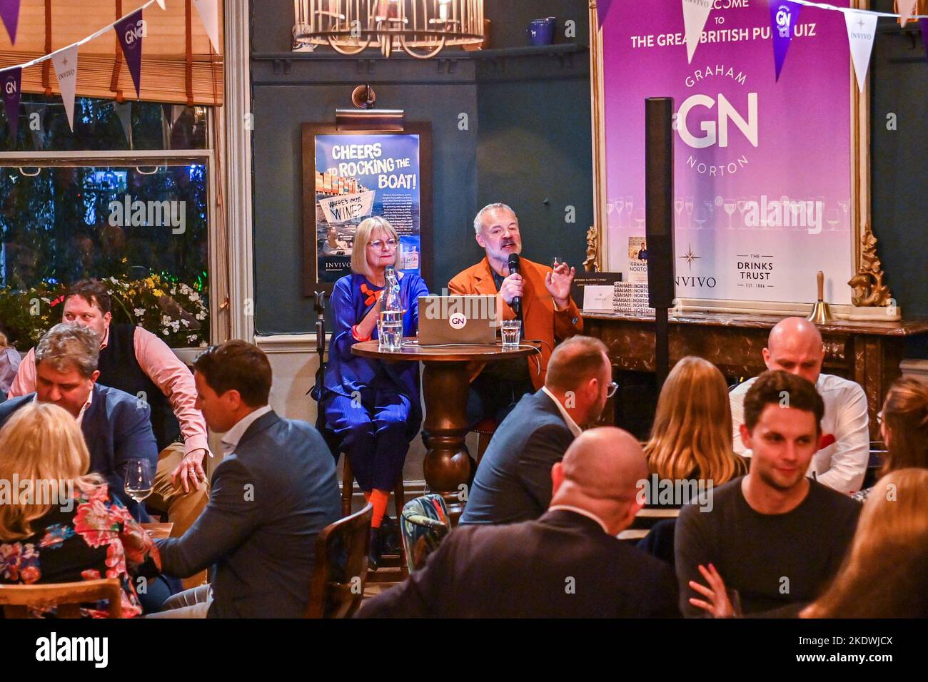 EDITORIAL USE ONLY Graham Norton with wine critic, Jancis Robinson at ...