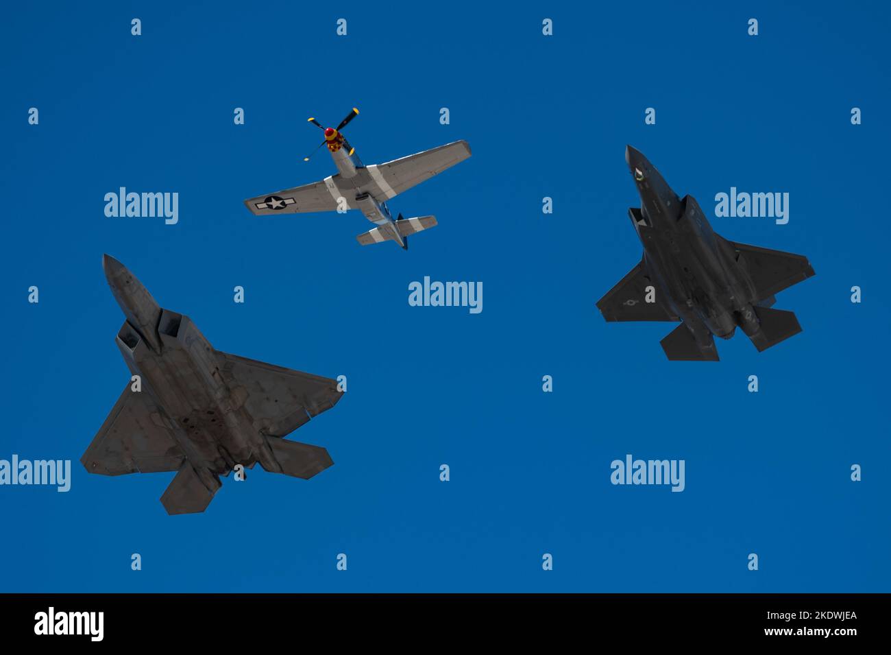 A United States Air Force Heritage Flight demonstration is performed