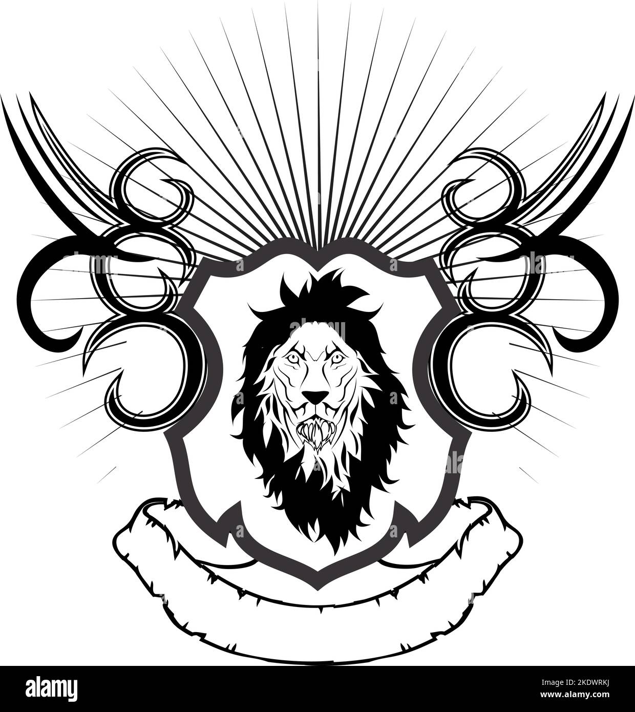 lion tribal head tattoo crest coat of arms emblem. insignia isolated vector illustartion Stock Vector