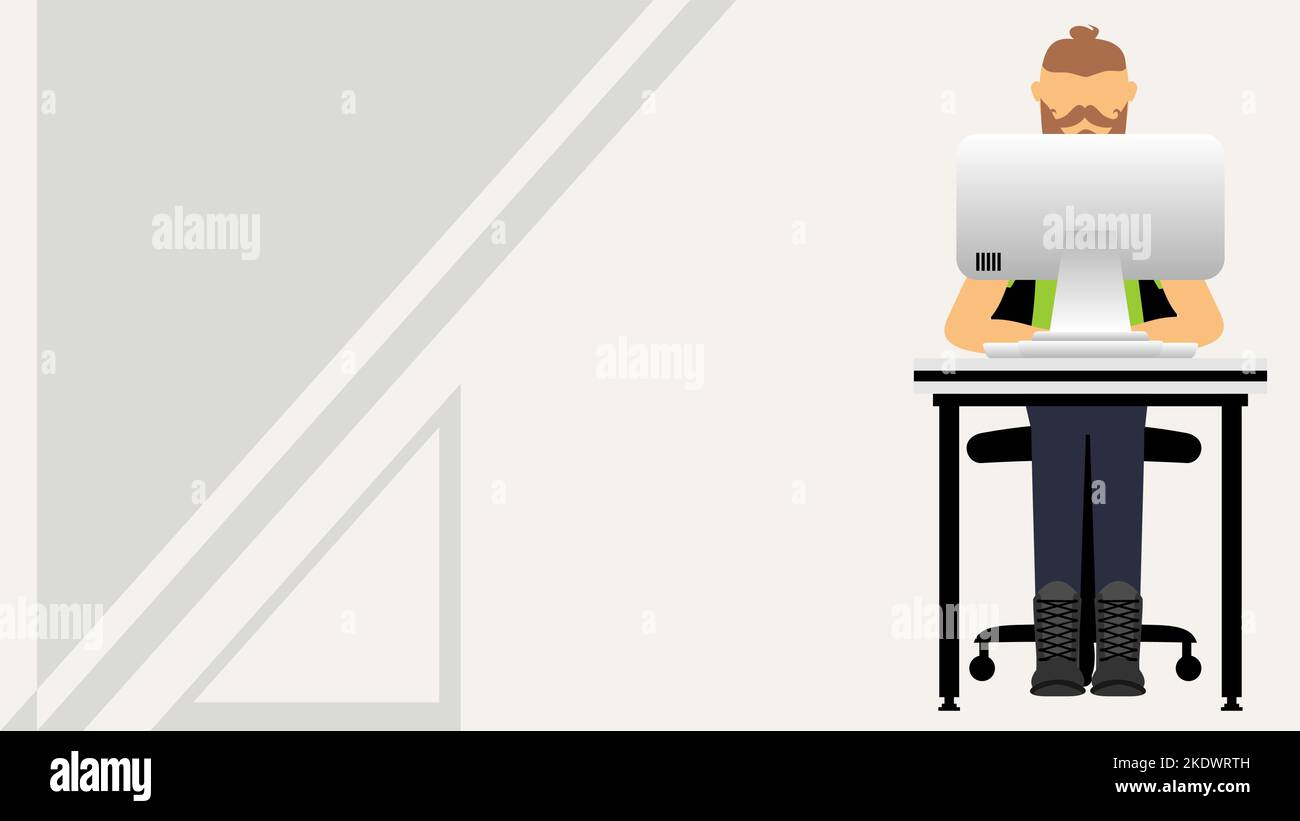 person working on computer muckup illustration background in vector format Stock Vector