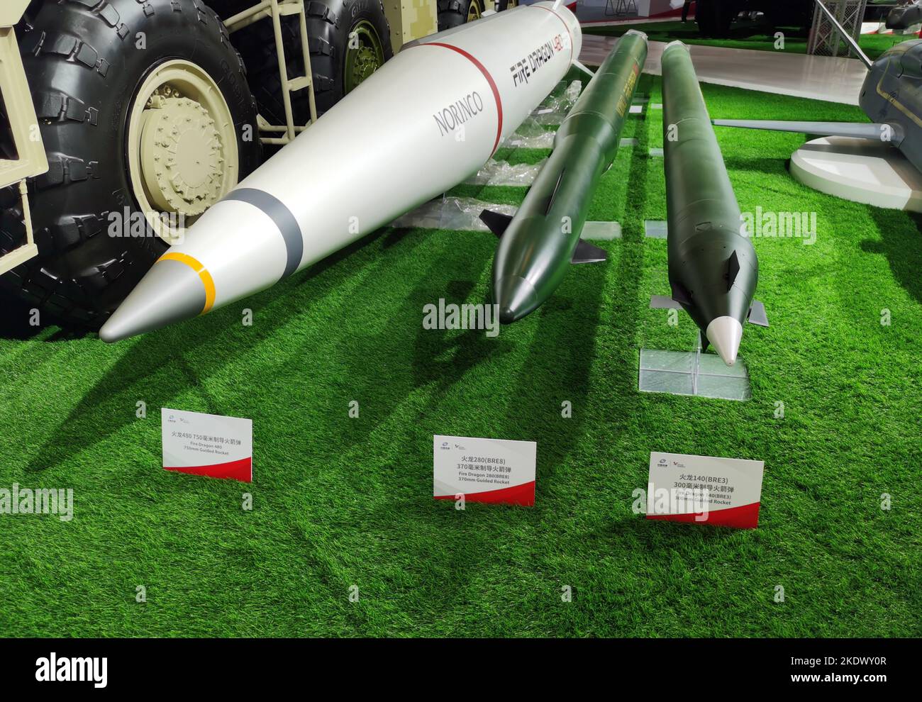 Chinese Guided Rockets ZHUHAI, CHINA - NOVEMBER 8, 2022 - Fire Dragon guided rockets are ...