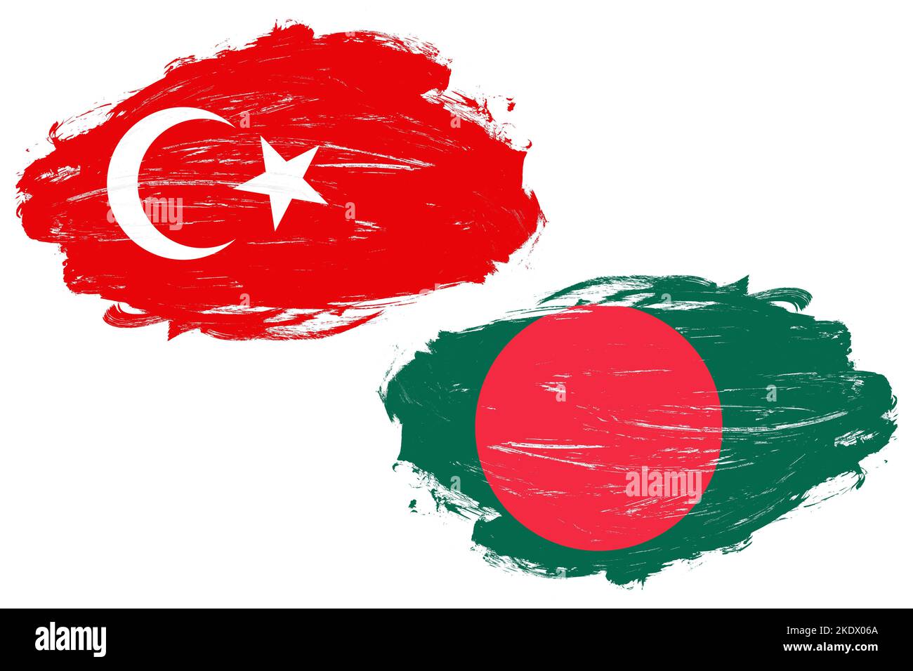 Bangladesh and turkey flag together on a white stroke brush background Stock Photo Alamy