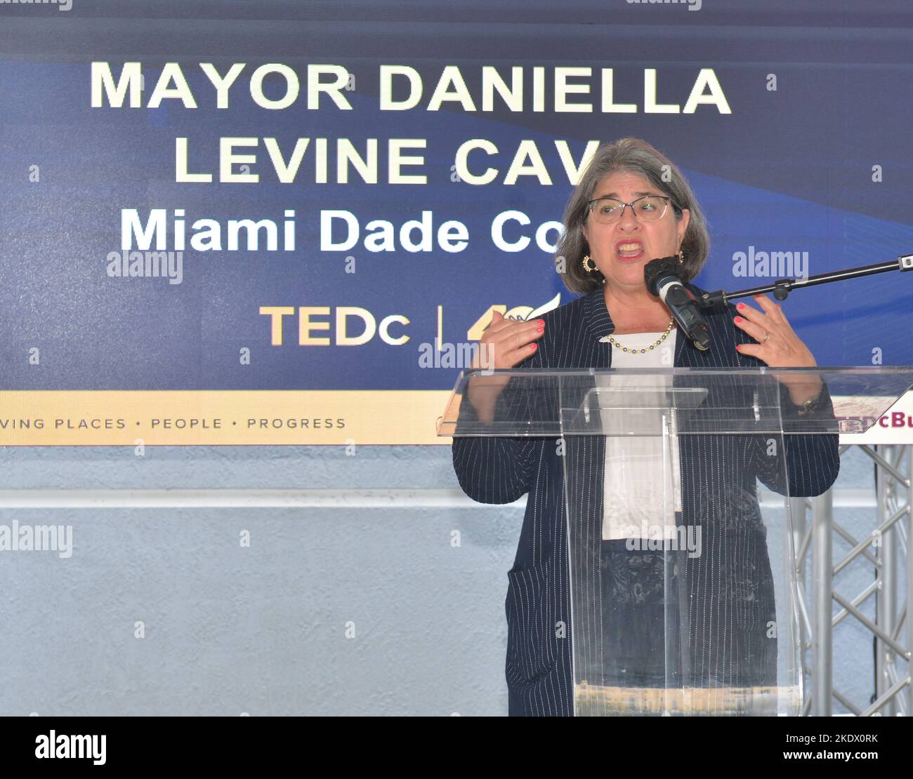 MIAMI, FLORIDA - NOVEMBER 03: Daniella Levine Cava, Mayor of Miami-Dade County attends the ribbon cutting, ground breaking and grand opening of two of TEDc's newest affordable housing developments at Edison Place on November 03, 2022 in Miami, Florida. (Photo by JL/Sipa USA) Credit: Sipa USA/Alamy Live News Stock Photo
