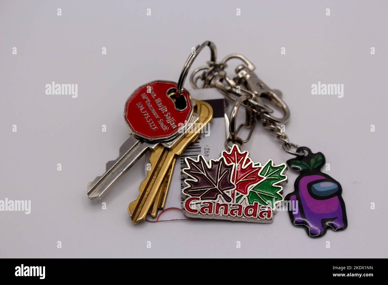 House Keys with Canada Souvenir Keychain Stock Photo Alamy