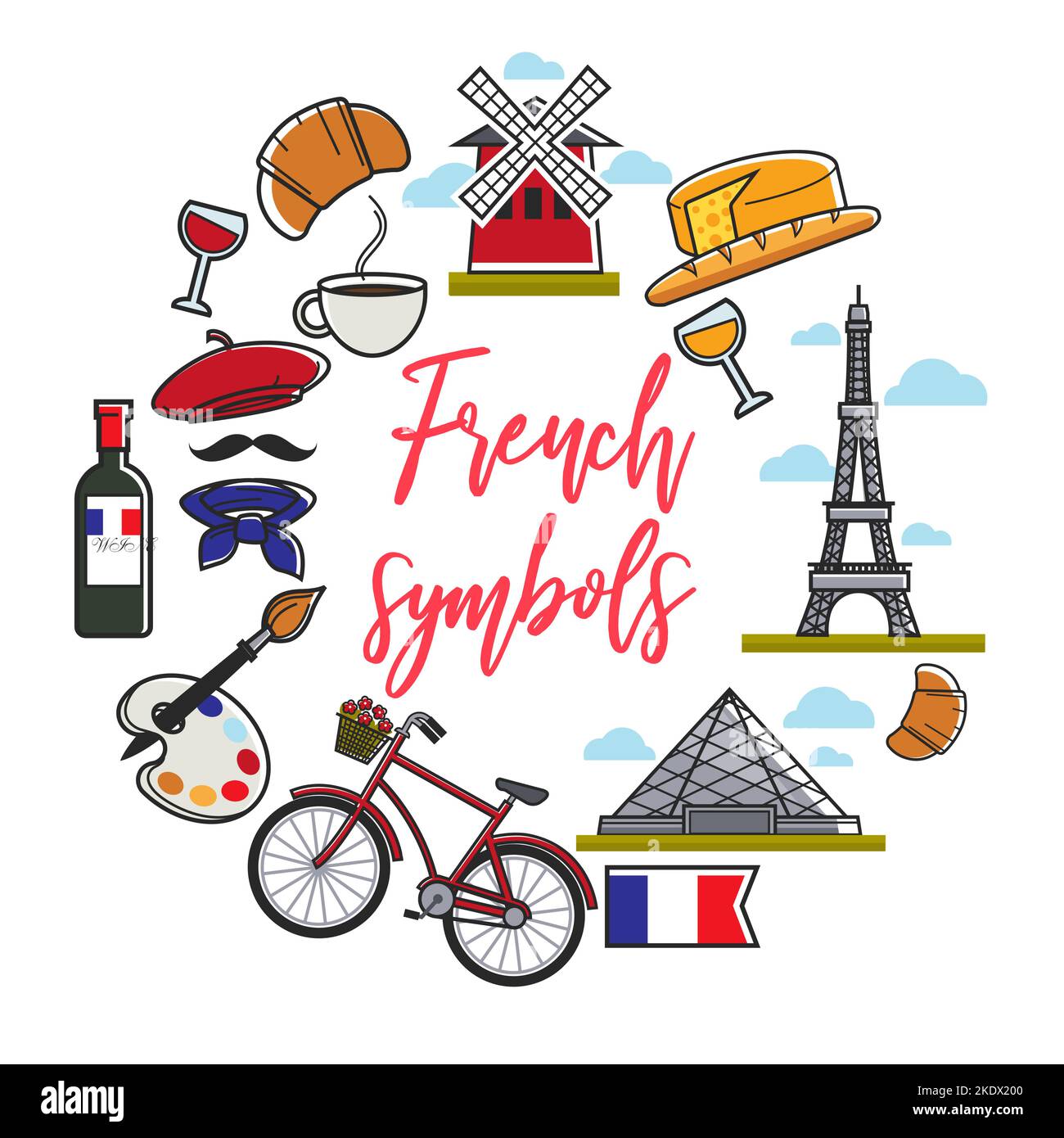 French symbols travel to France Internet web pages templates vector Stock Vector