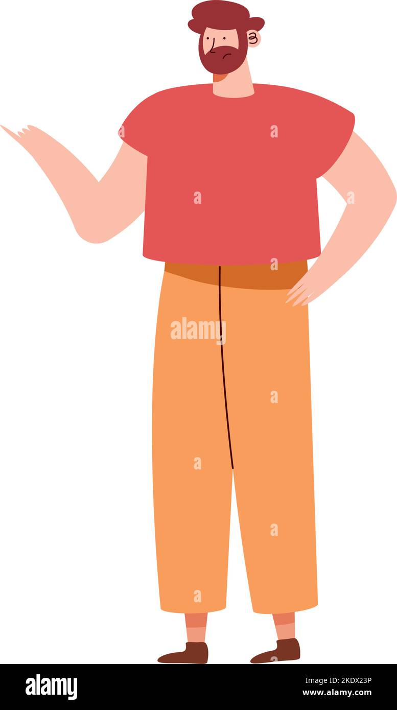 bearded young man standing character Stock Vector Image & Art - Alamy