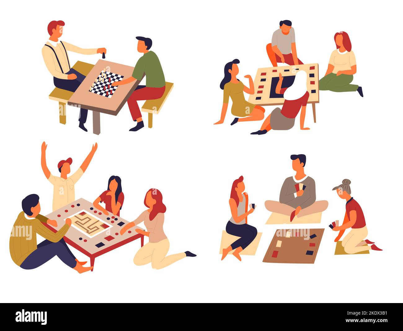 Domino and chess table games play cards and jenga vector isolated