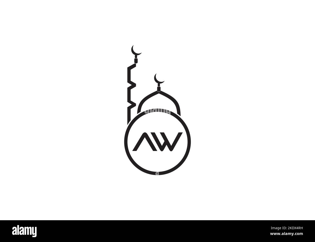 Islamic mosque logo and minar logo and symbol design vector with the letter and alphabets Stock Vector