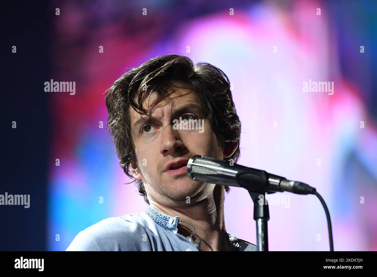 Rio de Janeiro,Brazil,November 4, 2022.Musician and vocalist Alex Turner of the indie rock band Artic Monkeys, during a concert at the Jeunesse Arena Stock Photo
