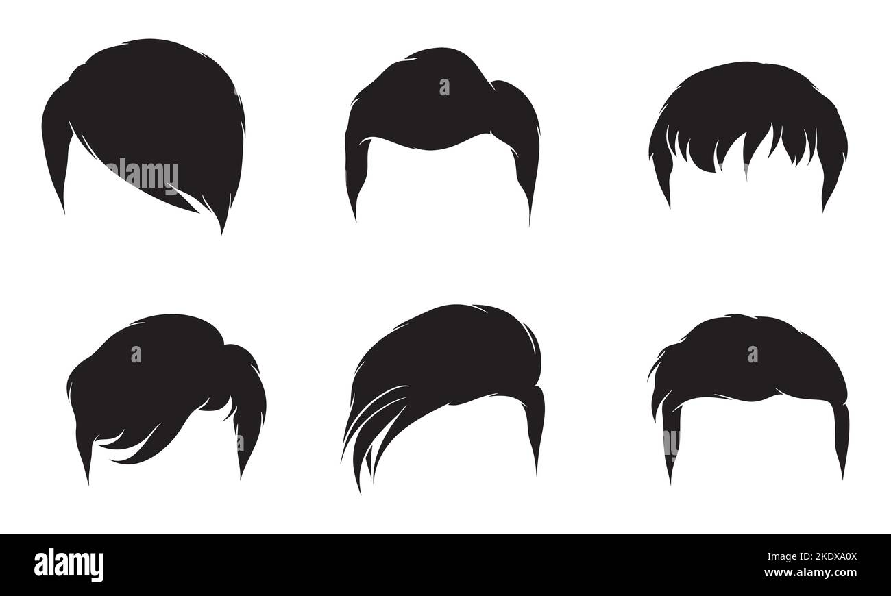 hand drawn silhouette of men hairstyle illustration Stock Vector