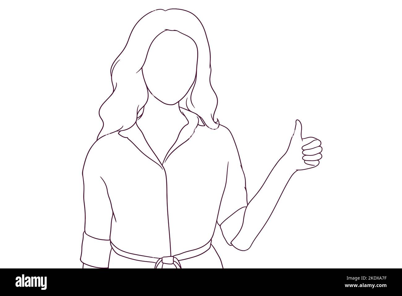 Businesswoman Show Her Thumbs Up Hand Drawn Style Vector Illustration Stock Vector Image And Art 