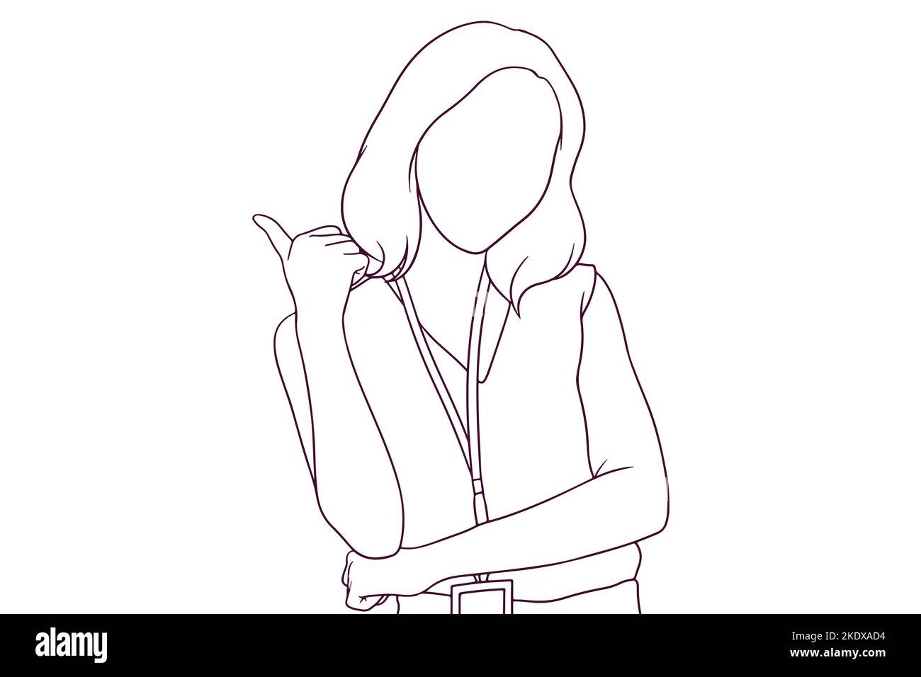 businesswoman showing thumbs up hand drawn style vector illustration