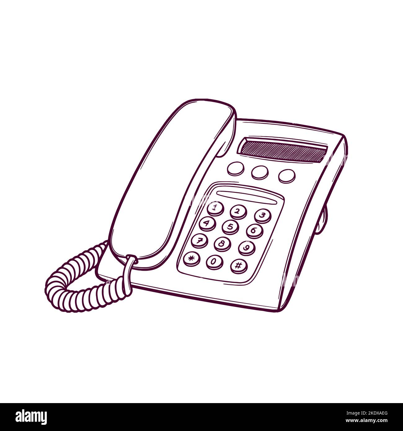 hand drawn telephone doodle illustration Stock Vector