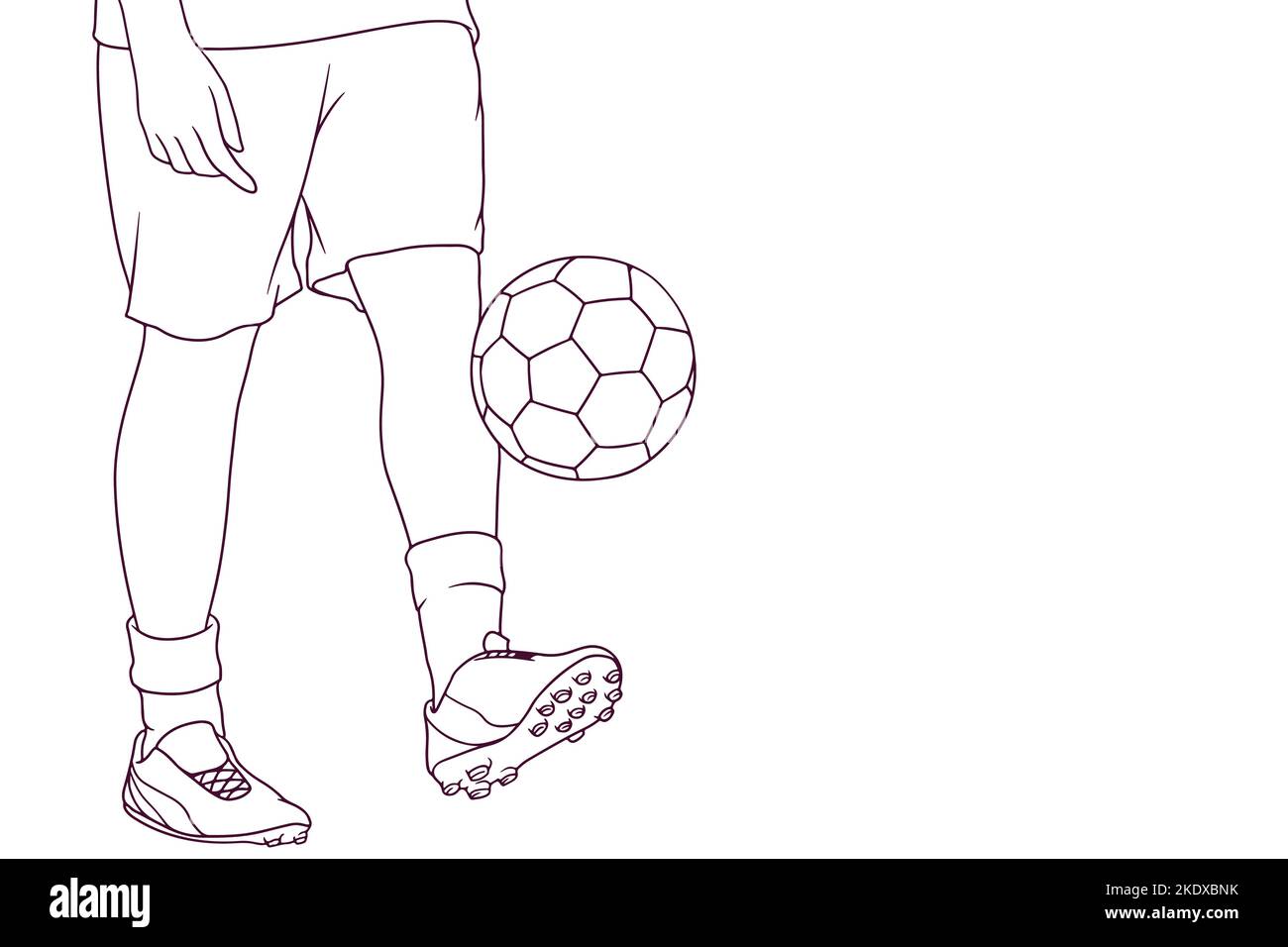 player juggling ball with his legs hand drawn style vector illustration