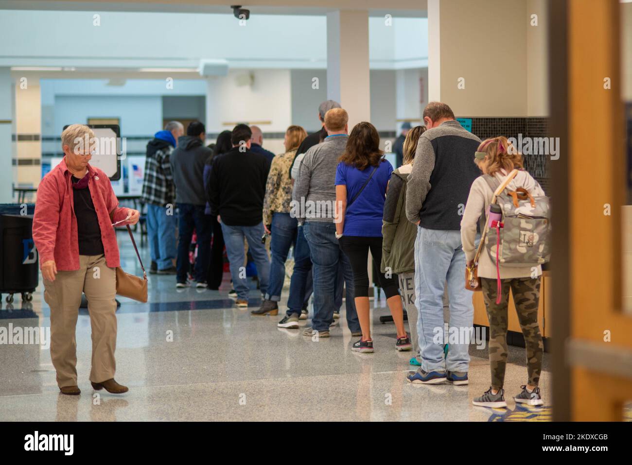 Bensalem, United States. 08th Nov, 2022. Citizens wait to cast their