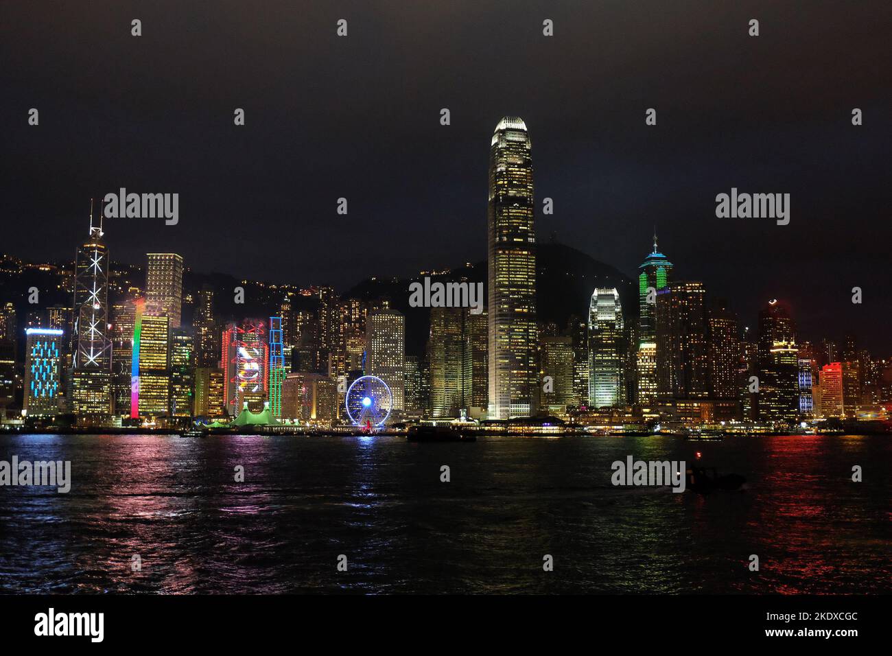 Cityscape and night Lighting view of Hong Kong city Stock Photo - Alamy
