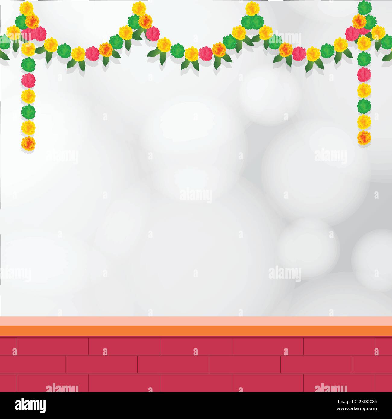 Traditional Indian floral garland with flowers and mango leaves. Indian