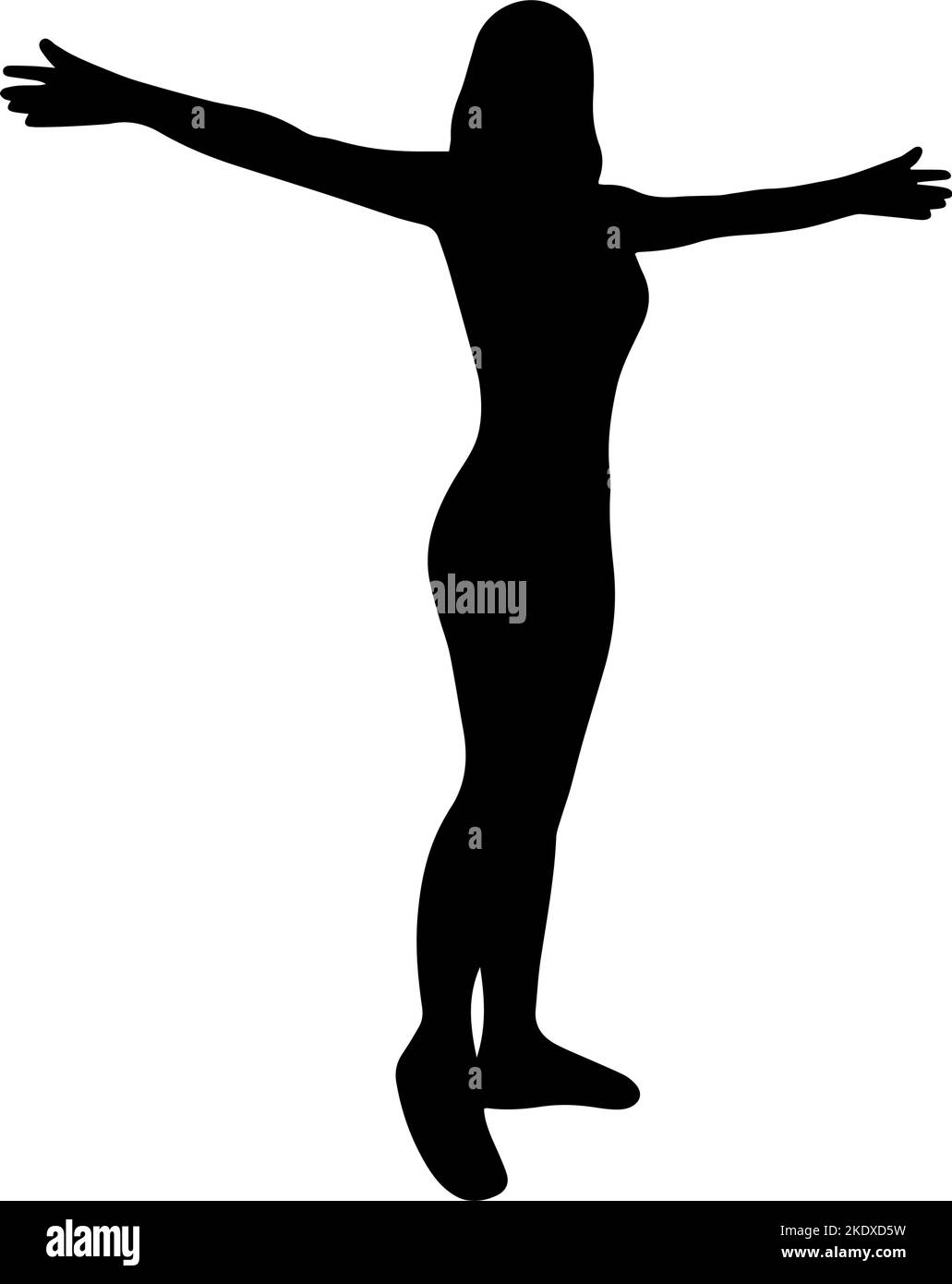 Silhouette girl with arms outstretched to the sides Stock Vector Image ...