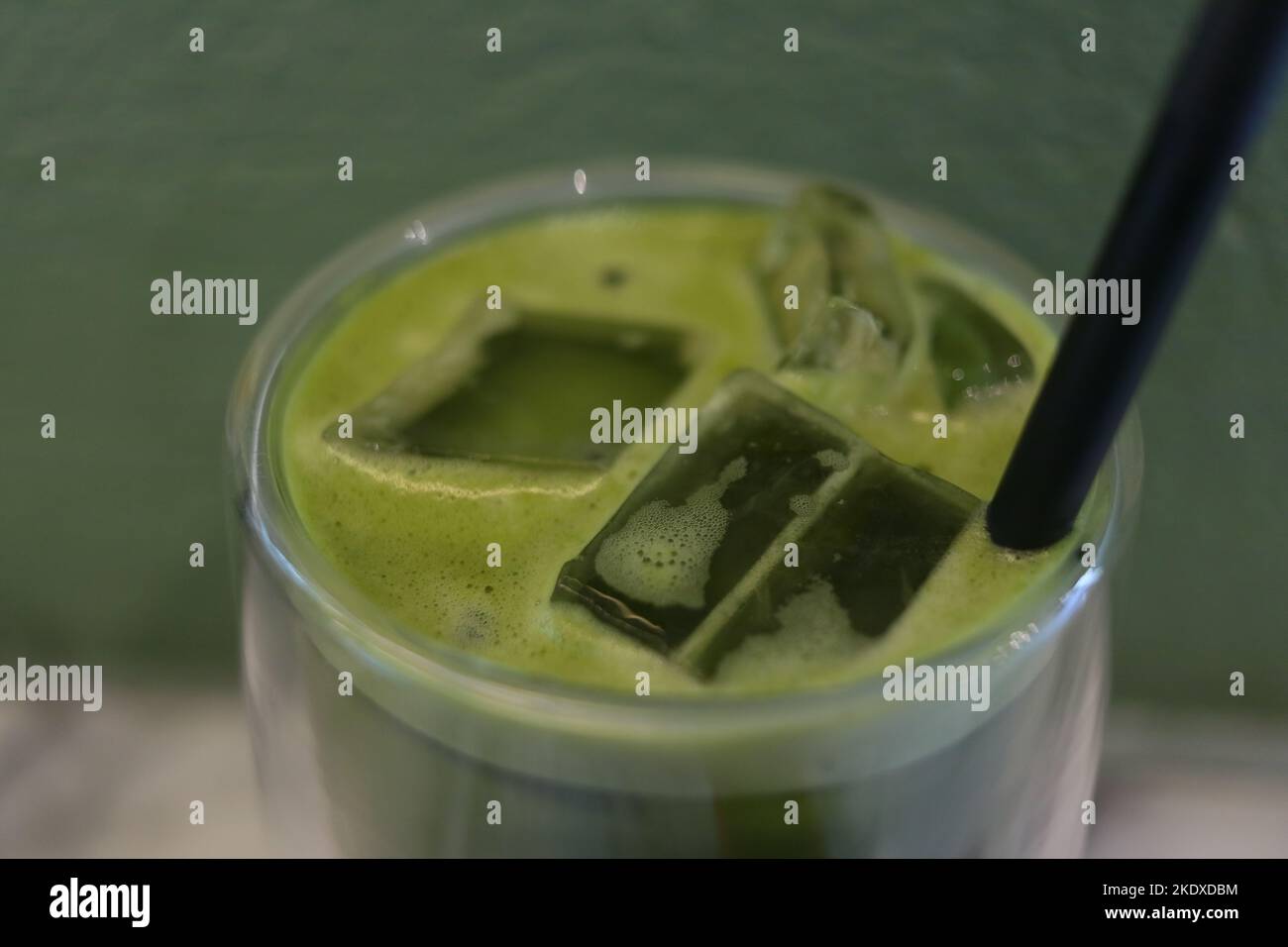 matcha milk tea closeup Stock Photo Alamy