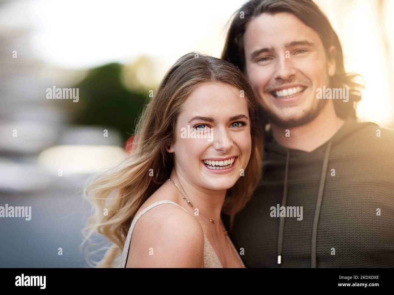 The bond of love. Portrait of a happy young couple out in the city together. Stock Photo