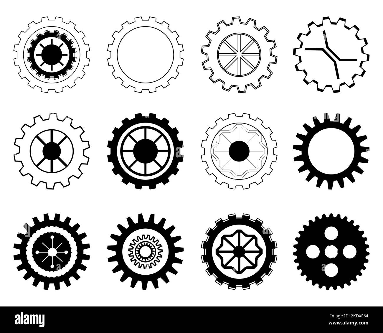 Set of gear wheel icon element decorative technology graphic design abstract background vector illustration Stock Vector