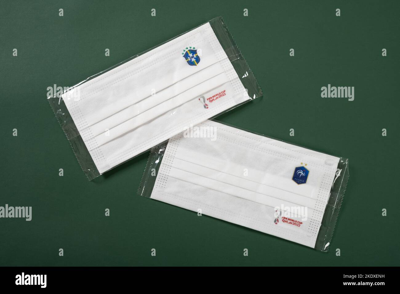 ZHONGSHAN ChinaOctober 27,2022face masks printed with Brazil logo for