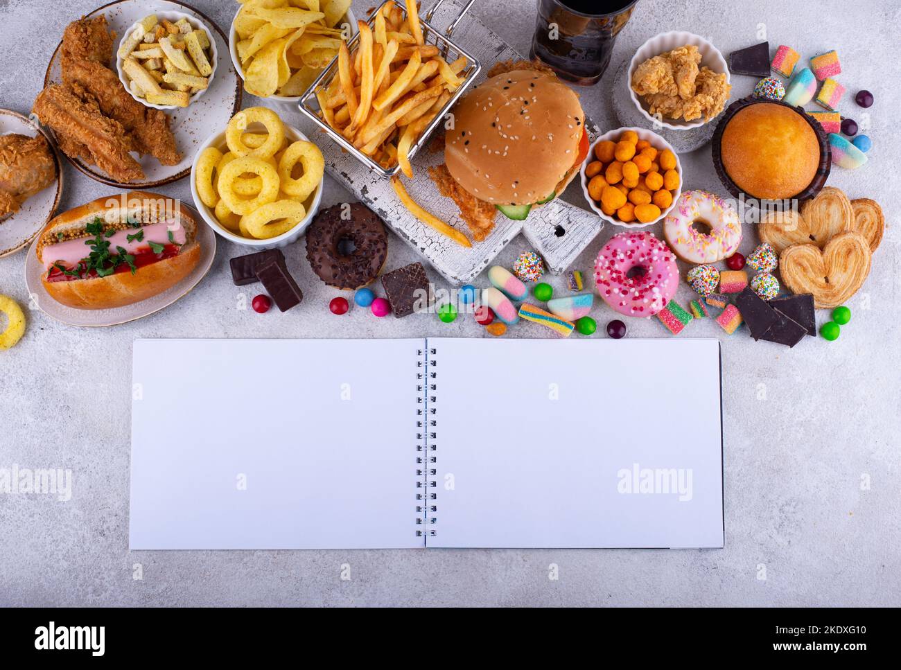 Assortment of various unhealthy junk food Stock Photo Alamy
