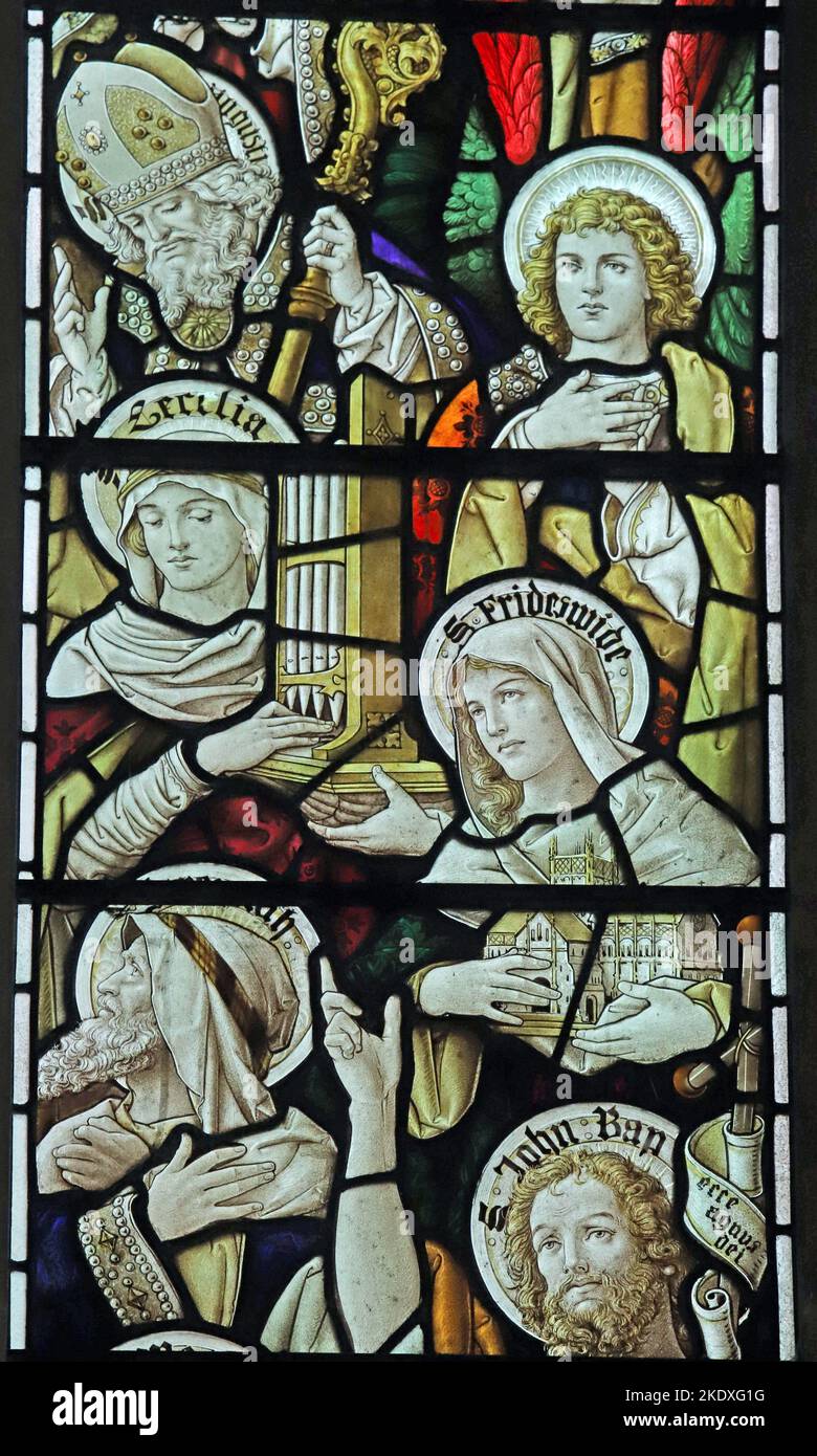 Stained glass window by Percy Bacon & Brothers depicting A Host of Saints, St Peter's Church, Caversham, Berkshire Stock Photo