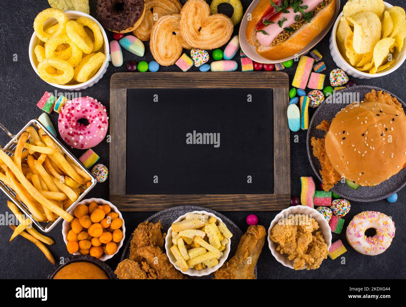 Assortment of various unhealthy junk food Stock Photo Alamy