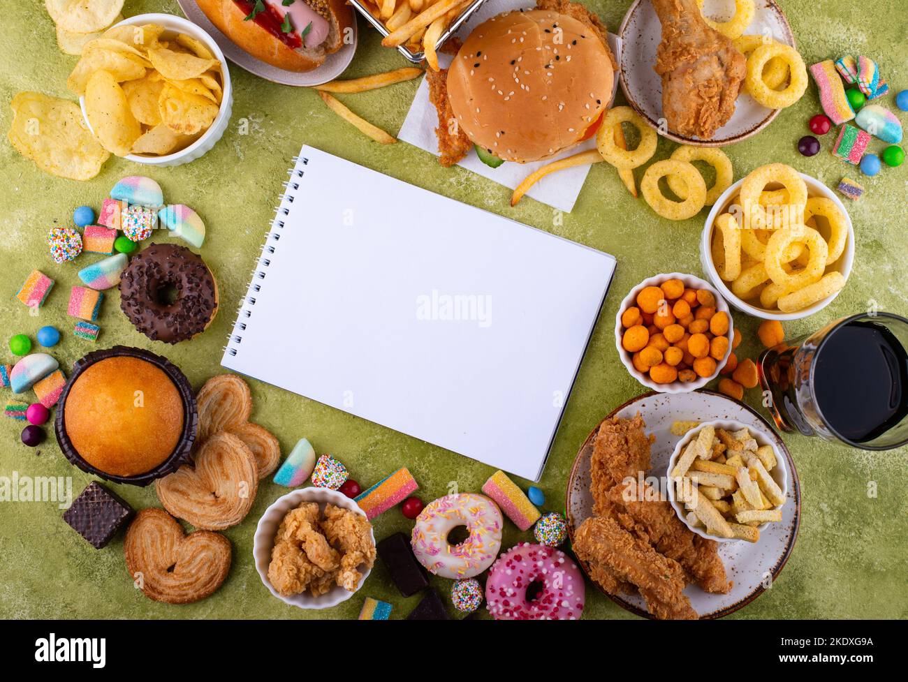 Assortment of various unhealthy junk food Stock Photo Alamy