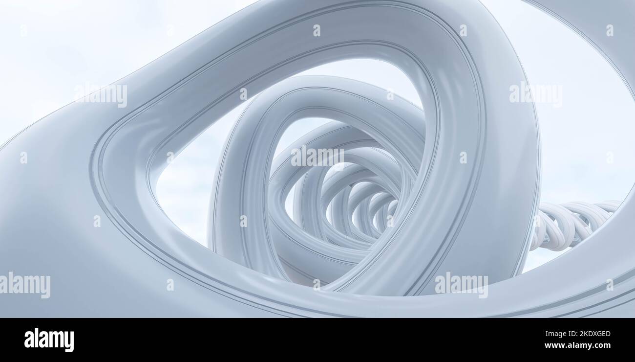 abstract white spiral with sky background 3d render illustration Stock ...