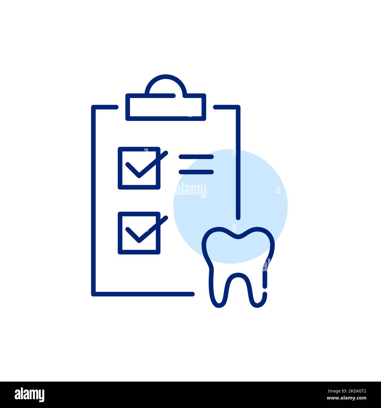 Dental checkup icon. Checklist on clipboard with tooth. Pixel perfect