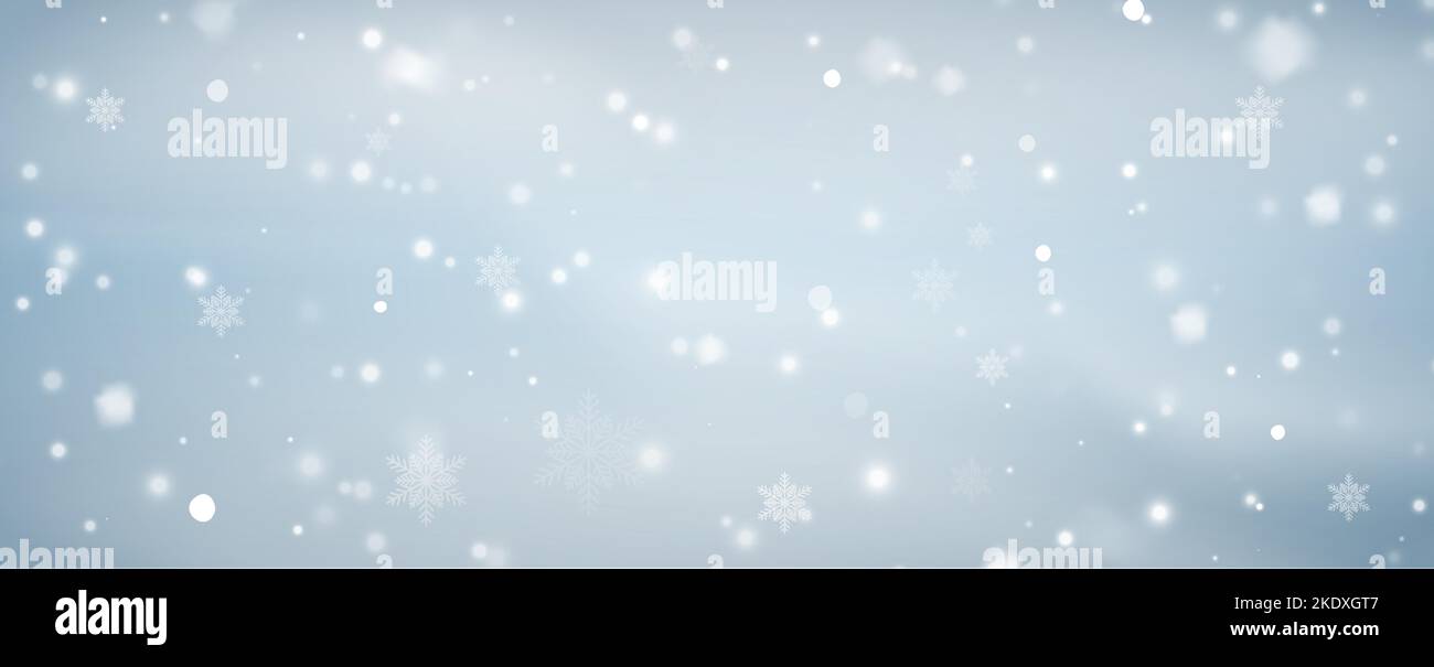 Snow background with many snowflakes. Winter backdrop. Vector illustration Stock Vector