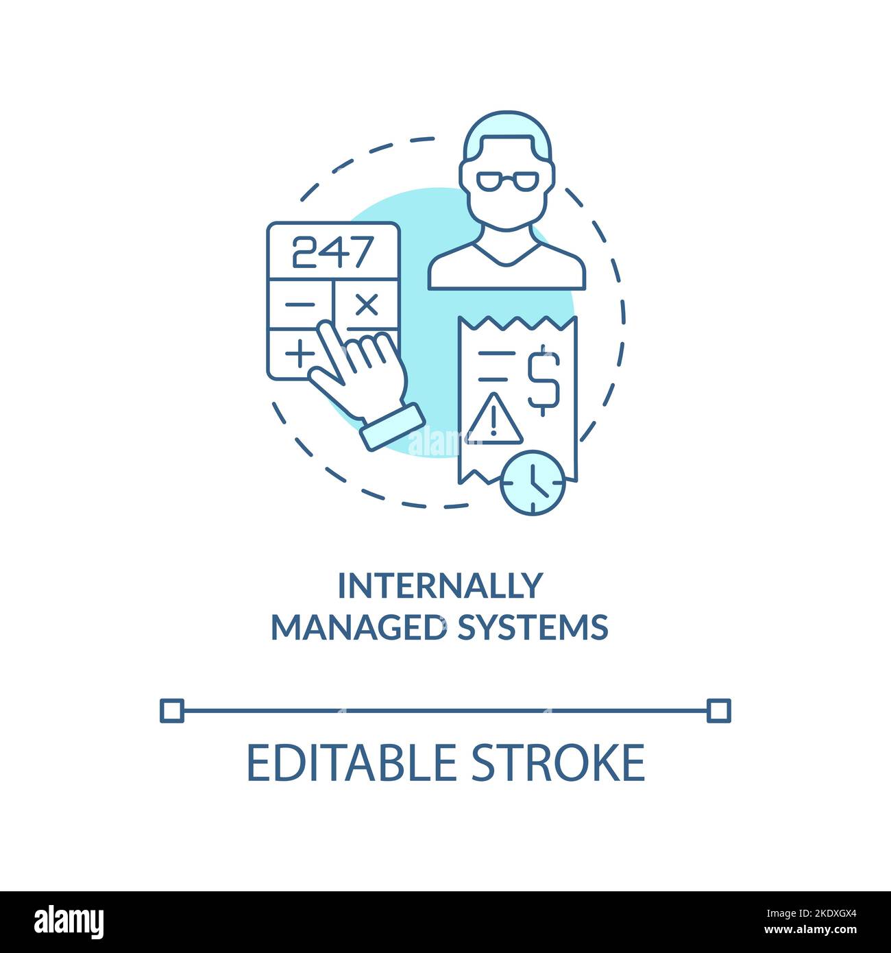 Internally managed systems turquoise concept icon Stock Vector