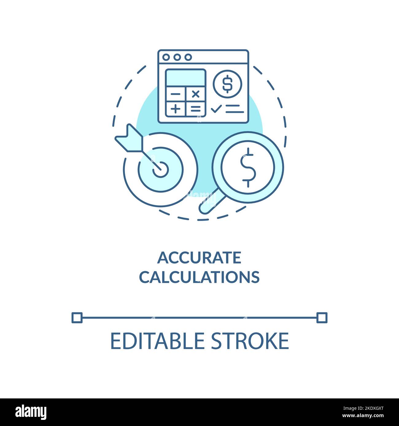 Accurate calculations turquoise concept icon Stock Vector