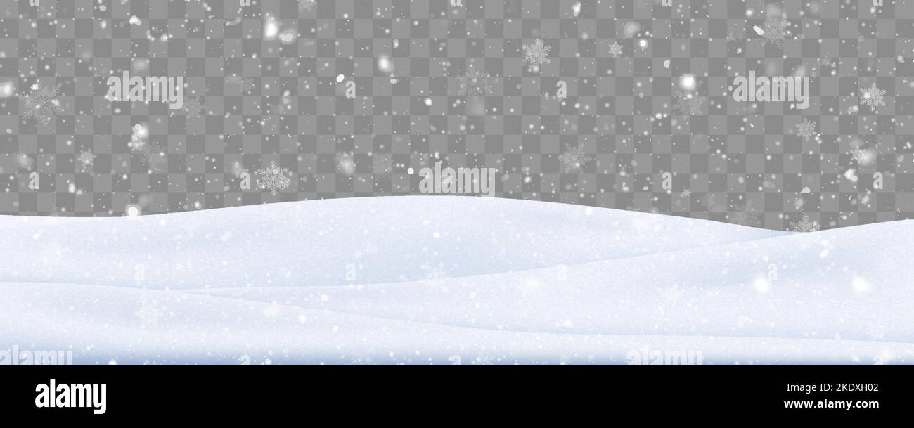 Snow background with many snowflakes. Winter backdrop. Vector illustration Stock Vector