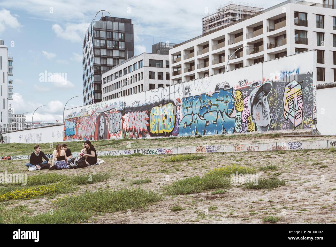 Berlin, Germany. August 22, 2022. Some remaining pieces of the Berlin Wall are visited by tourists Stock Photo