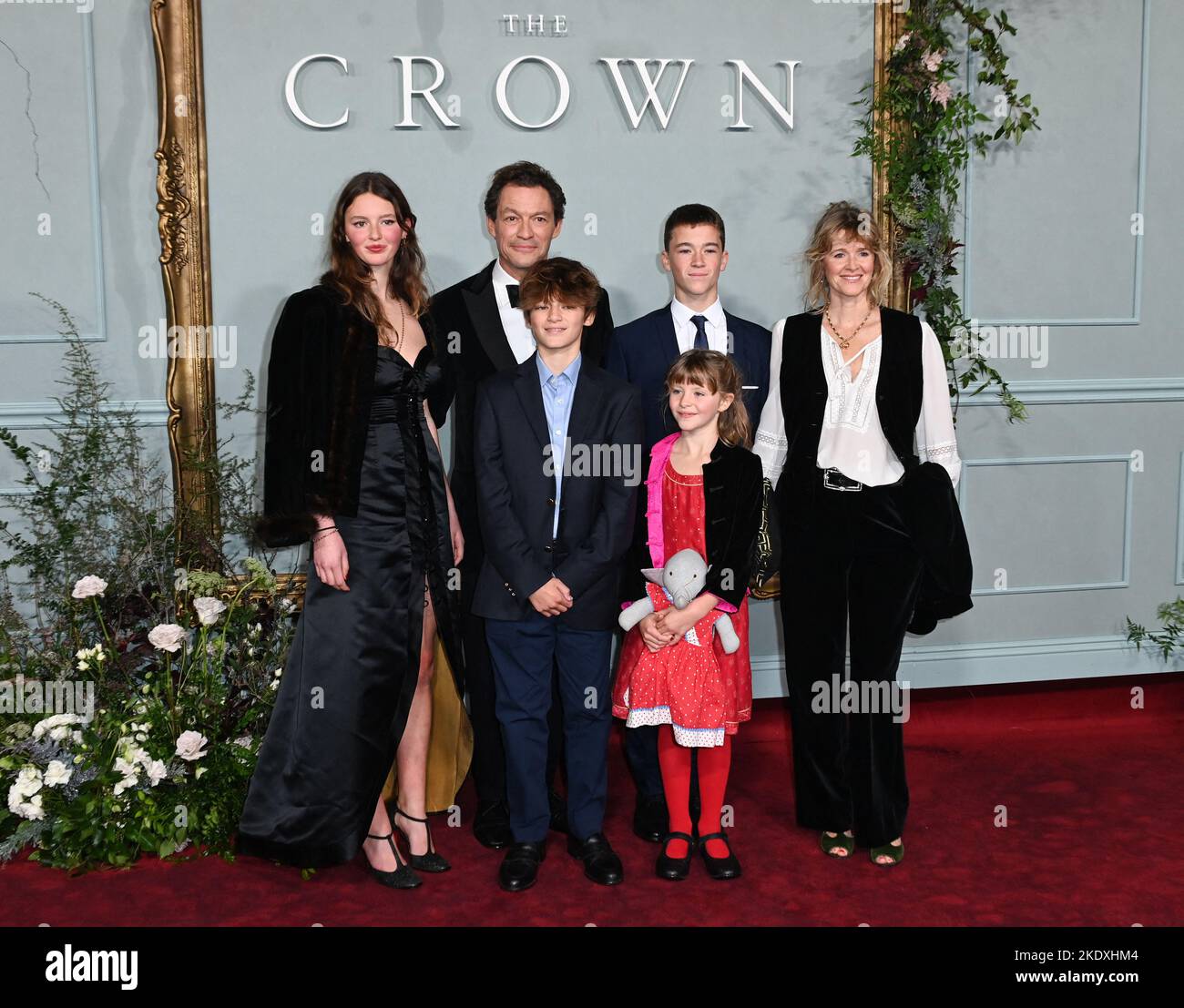 Dominic West, Catherine FitzGerald with their children Dora, Senan, Francis and Christabel at The Crown, Season Five World Premiere, on November 8th, 2022 in London, UK. Photo by Stuart Hardy/ABACAPRESS.COM Stock Photo