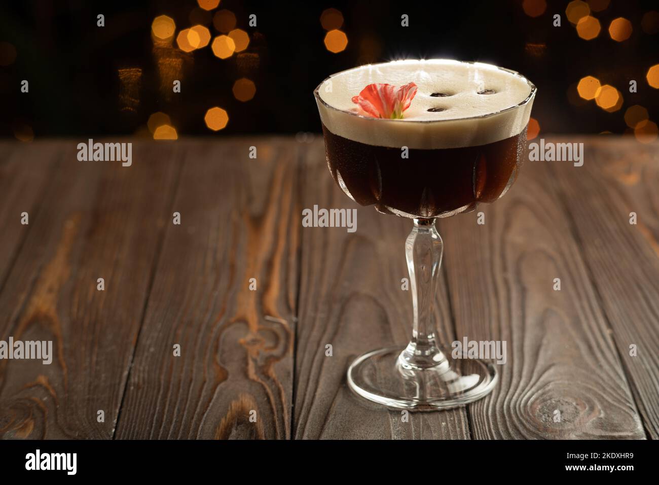 Espresso martinis cocktail garnished with coffee beans Stock Photo Alamy