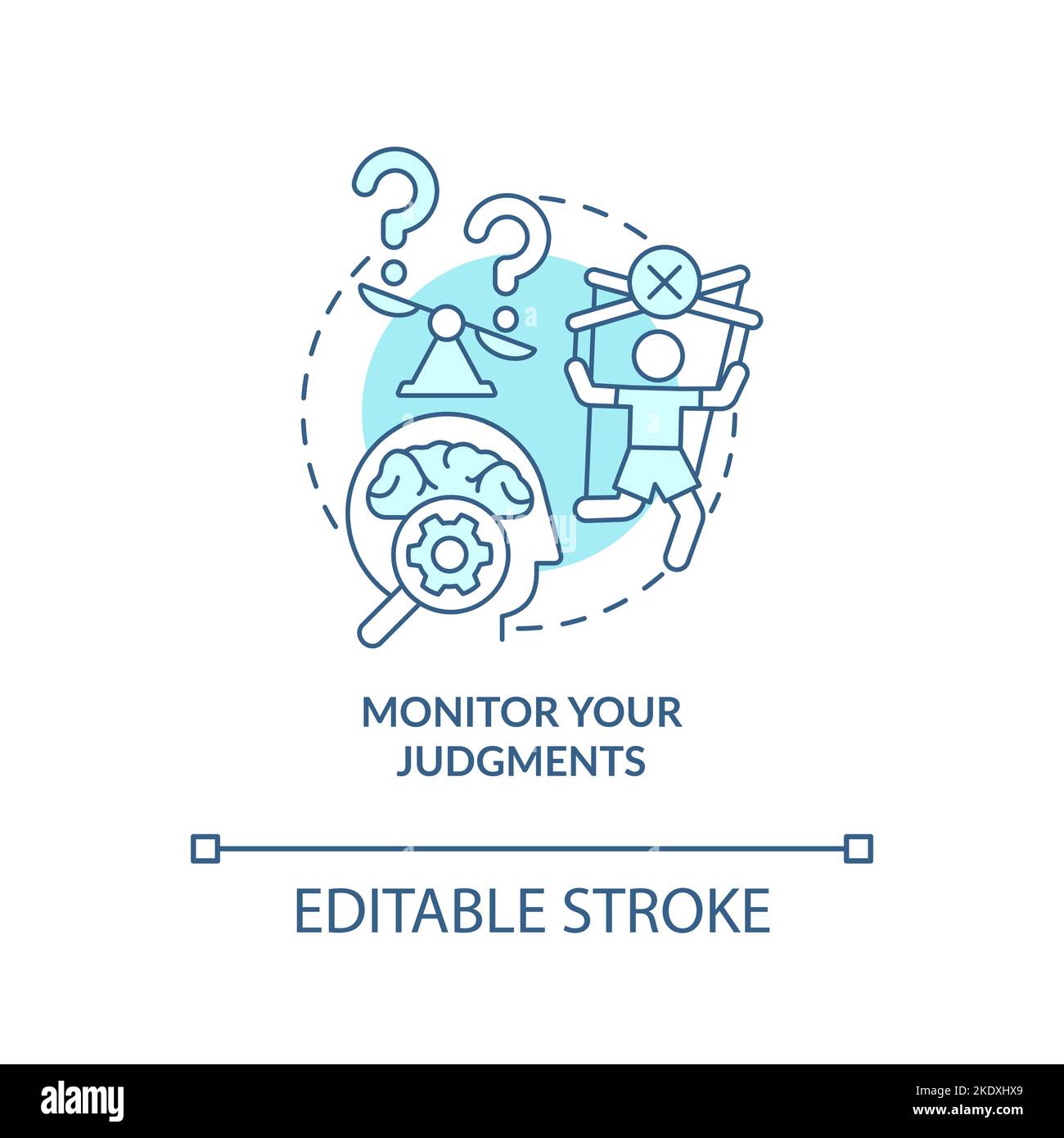 Monitor your judgments turquoise concept icon Stock Vector
