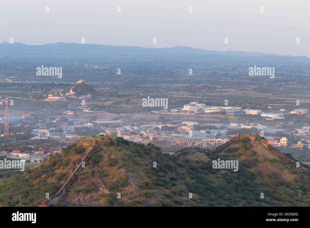 View of Bhujia Hills and Cityscape of Bhuj, Gujarat, India. Stock Photo