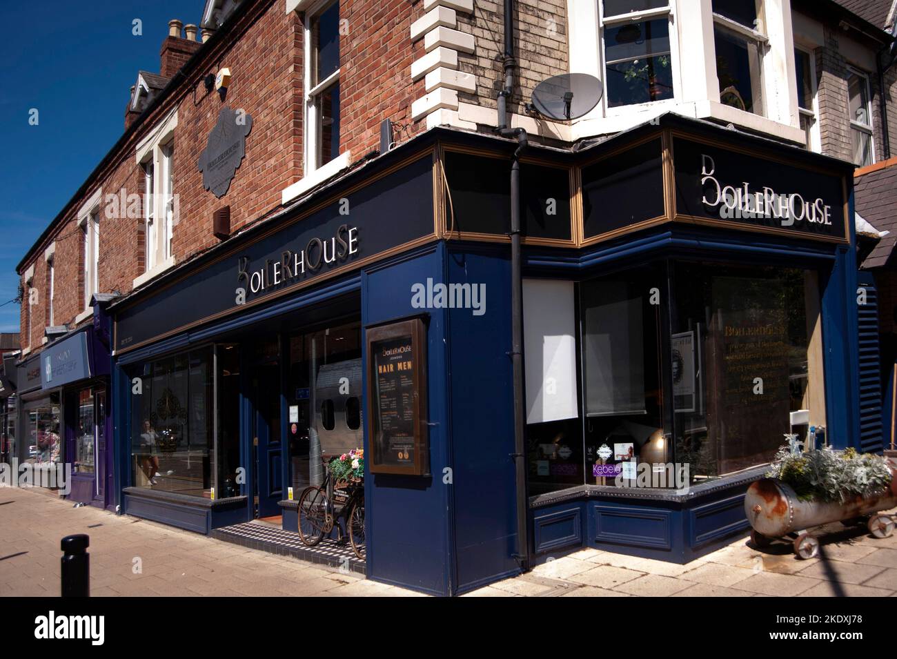 Boilerhouse hairdressers on Acorn Road, Jesmond, Tyne and Wear Stock