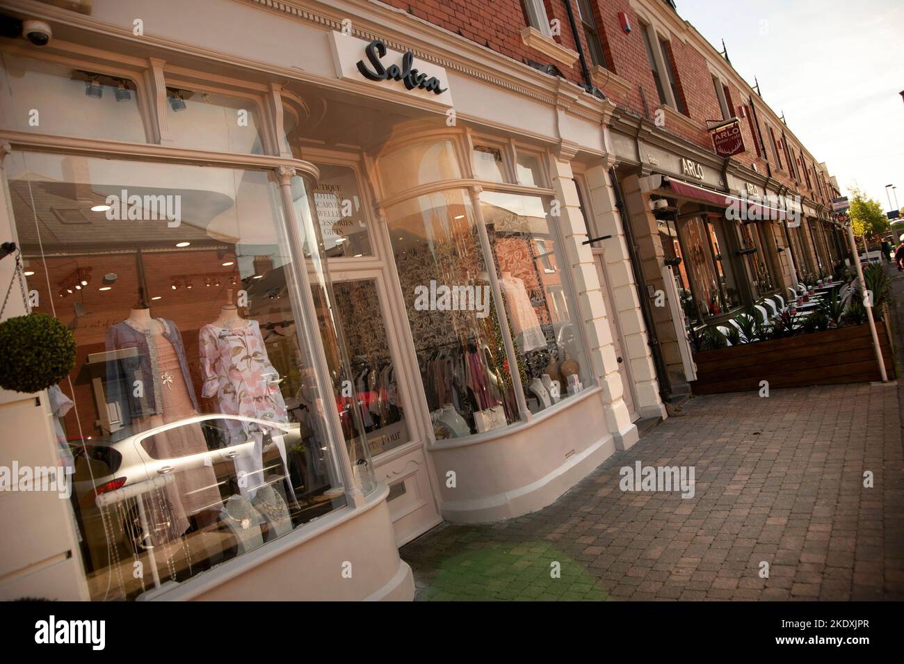 Shops and restaurants on Brentwood Avenue, Jesmond, Tyne and Wear Stock