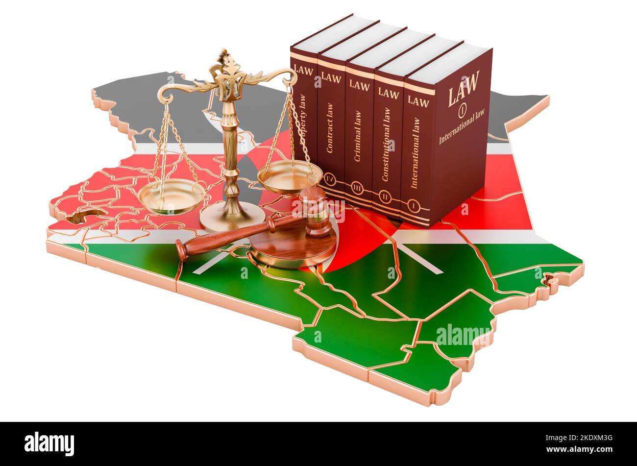 Law and justice in Kenya concept, 3D rendering isolated on white