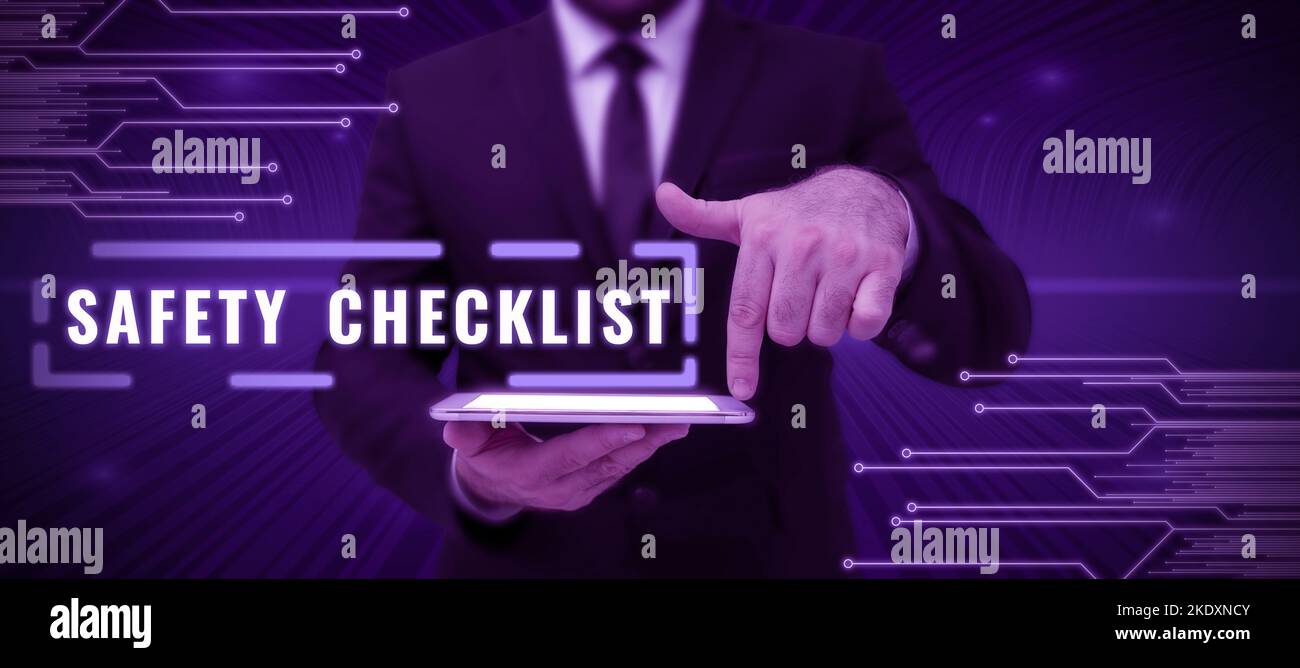 Text sign showing Safety Checklist, Business approach list of items you