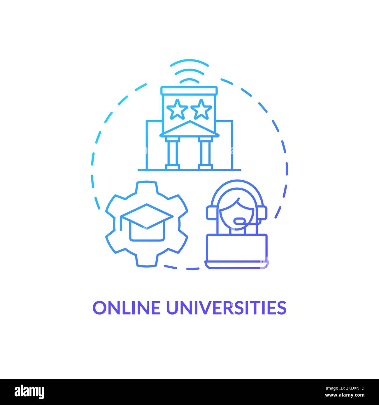 Online universities blue gradient concept icon Stock Vector