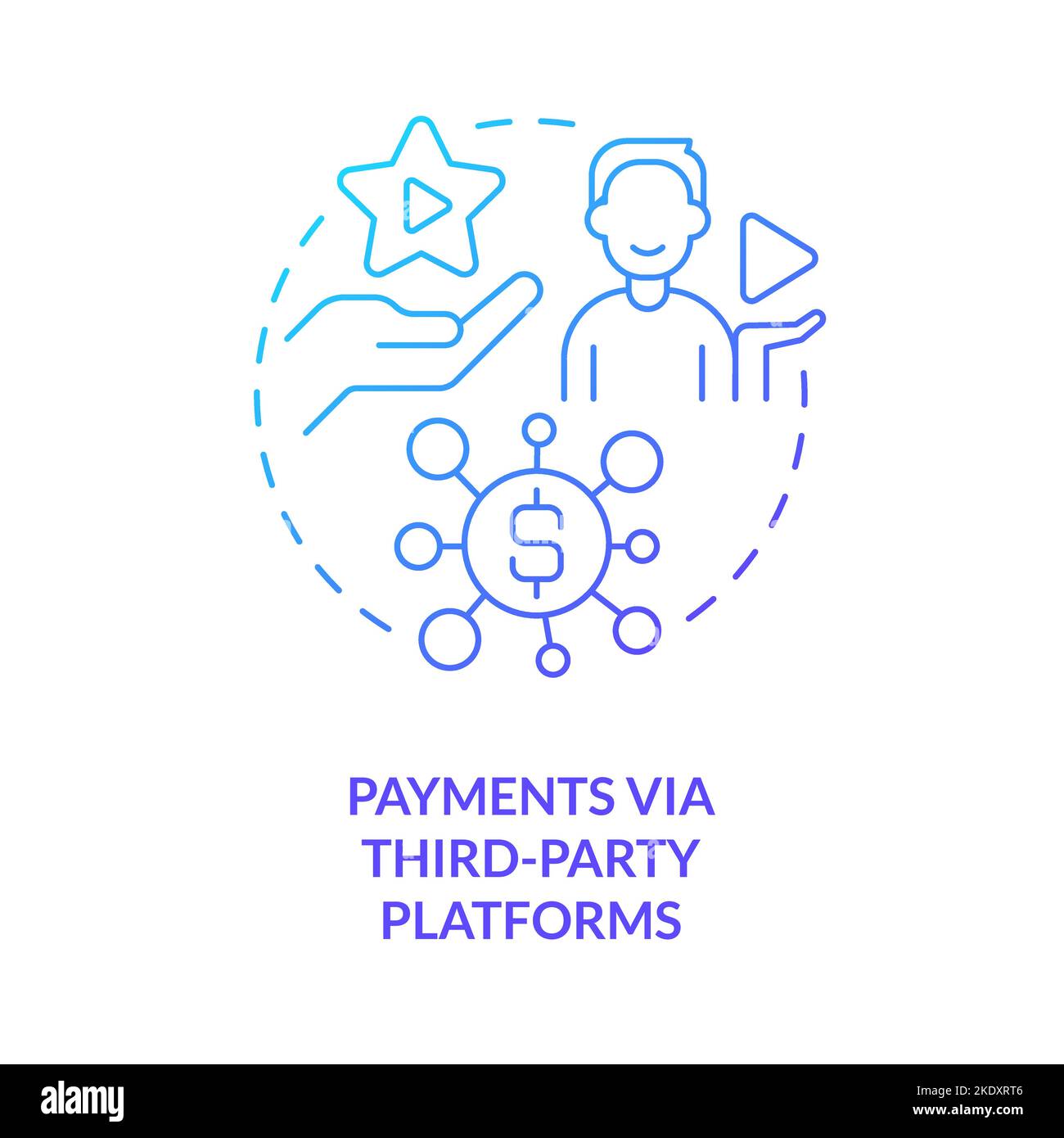 Third party payment system blue gradient concept icon Stock Vector