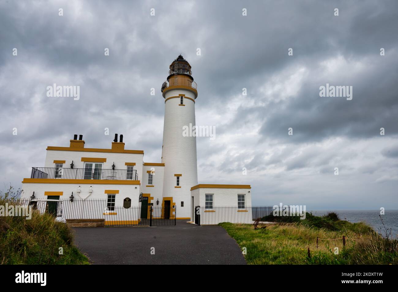 Girvan, UK- Sept 11, 2022: The Turnberry Lighthouse on Scotland's west coast. Stock Photo