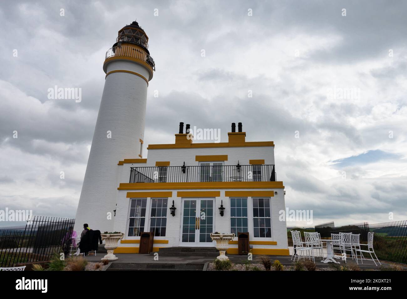Girvan, UK- Sept 11, 2022: The Turnberry Lighthouse on Scotland's west coast. Stock Photo