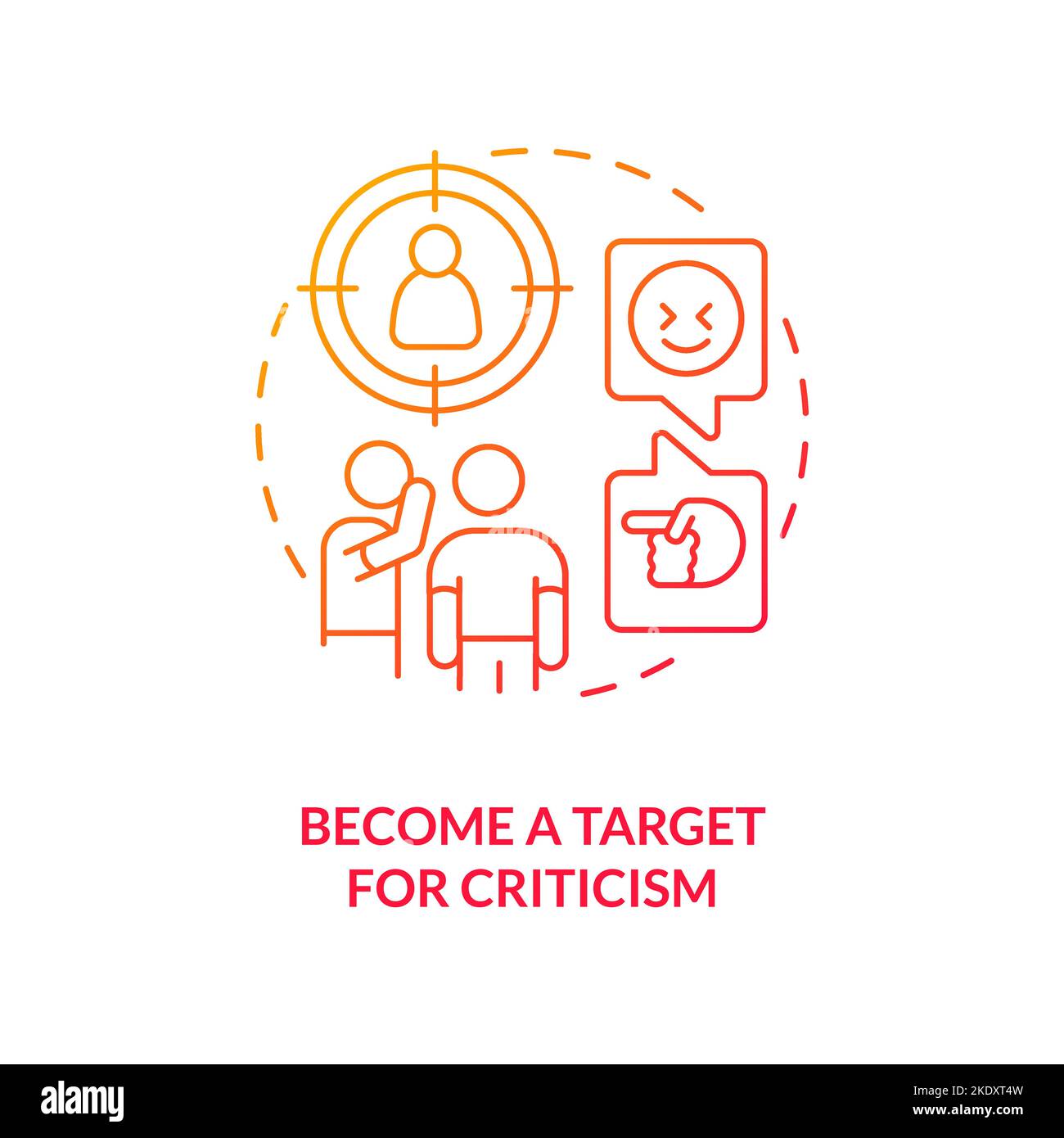 Become target for criticism red gradient concept icon Stock Vector